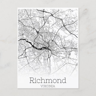 Routekaart naar Richmond Virginia City Briefkaart