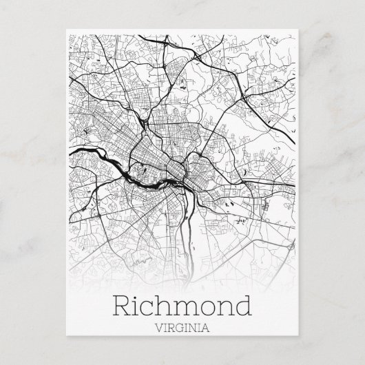 Routekaart naar Richmond Virginia City Briefkaart (Voorkant)