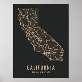 Routekaart van de Amerikaanse staat Californië - G Poster