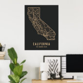 Routekaart van de Amerikaanse staat Californië - G Poster (Thuiskantoor)