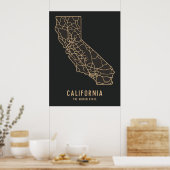 Routekaart van de Amerikaanse staat Californië - G Poster (Keuken)