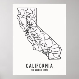 Routekaart van de Amerikaanse staat Californië - G Poster