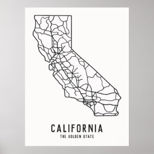 Routekaart van de Amerikaanse staat Californië - G Poster