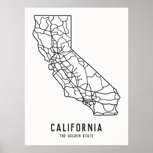 Routekaart van de Amerikaanse staat Californië - G Poster (Voorkant)