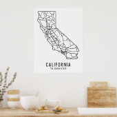 Routekaart van de Amerikaanse staat Californië - G Poster (Keuken)