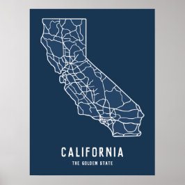 Routekaart van de Amerikaanse staat Californië - G Poster