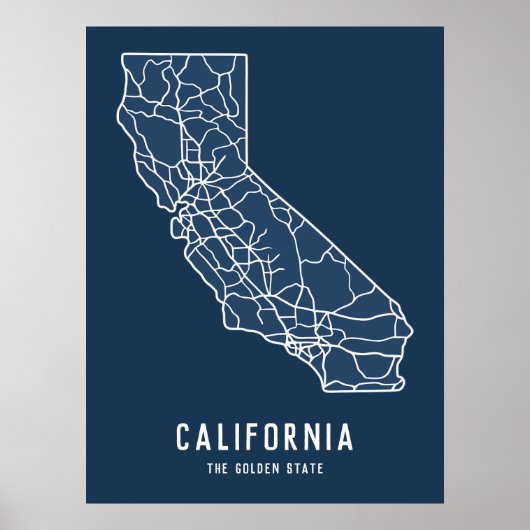 Routekaart van de Amerikaanse staat Californië - G Poster (Voorkant)