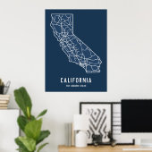 Routekaart van de Amerikaanse staat Californië - G Poster (Thuiskantoor)