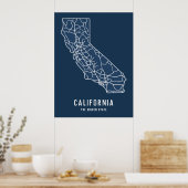 Routekaart van de Amerikaanse staat Californië - G Poster (Keuken)