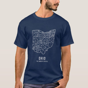 Routekaart van de Amerikaanse staat Ohio - Buckeye T-shirt