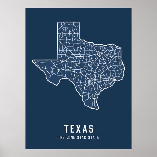Routekaart van de Amerikaanse staat Texas - de Lon Poster (Voorkant)