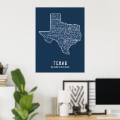 Routekaart van de Amerikaanse staat Texas - de Lon Poster (Thuiskantoor)