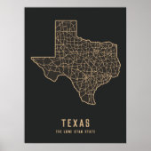 Routekaart van de Amerikaanse staat Texas - de Lon Poster (Voorkant)
