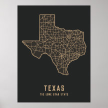 Routekaart van de Amerikaanse staat Texas - de Lon