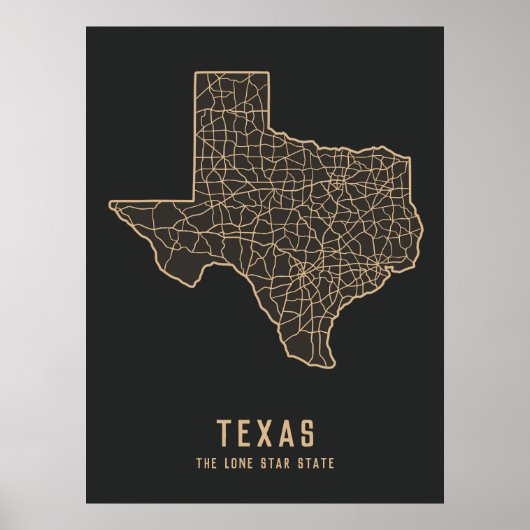Routekaart van de Amerikaanse staat Texas - de Lon Poster (Voorkant)