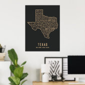 Routekaart van de Amerikaanse staat Texas - de Lon Poster (Thuiskantoor)