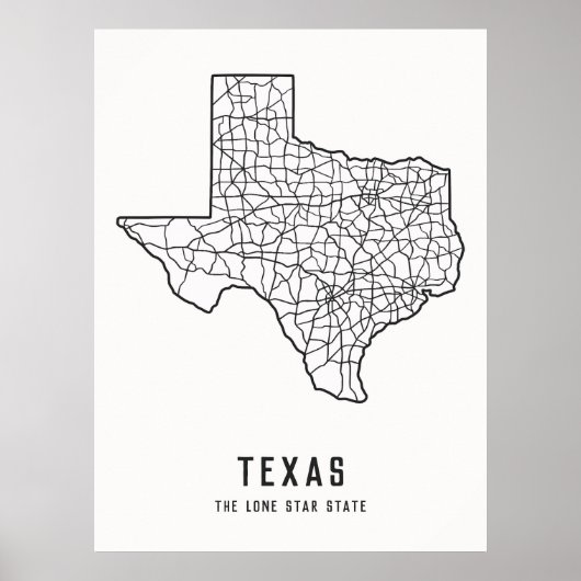 Routekaart van de Amerikaanse staat Texas - de Lon Poster (Voorkant)