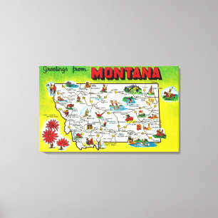 Routekaart van de staat, groeten van canvas afdruk