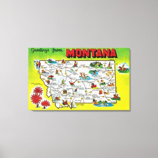 Routekaart van de staat, groeten van canvas afdruk (Voorkant)