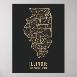 Routekaart van de staat Illinois - de kaart van de Poster