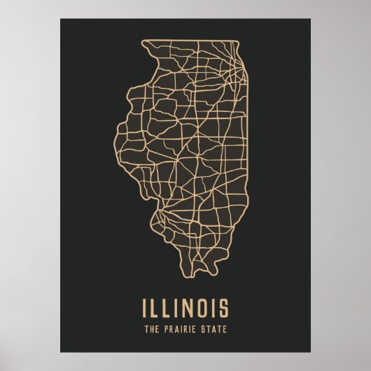 Routekaart van de staat Illinois - de kaart van de Poster (Voorkant)