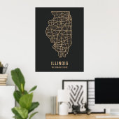 Routekaart van de staat Illinois - de kaart van de Poster (Thuiskantoor)