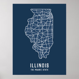 Routekaart van de staat Illinois - de kaart van de Poster
