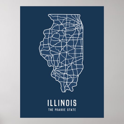 Routekaart van de staat Illinois - de kaart van de Poster (Voorkant)