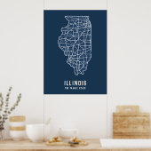 Routekaart van de staat Illinois - de kaart van de Poster (Keuken)