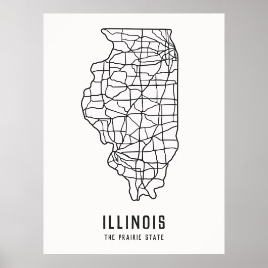 Routekaart van de staat Illinois - de kaart van de Poster (Voorkant)
