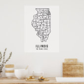 Routekaart van de staat Illinois - de kaart van de Poster (Keuken)