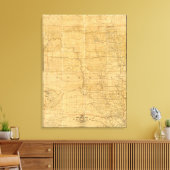 Routekaart van het gebied Dakota na de vlucht Canvas Afdruk (Insitu (Woonkamer))