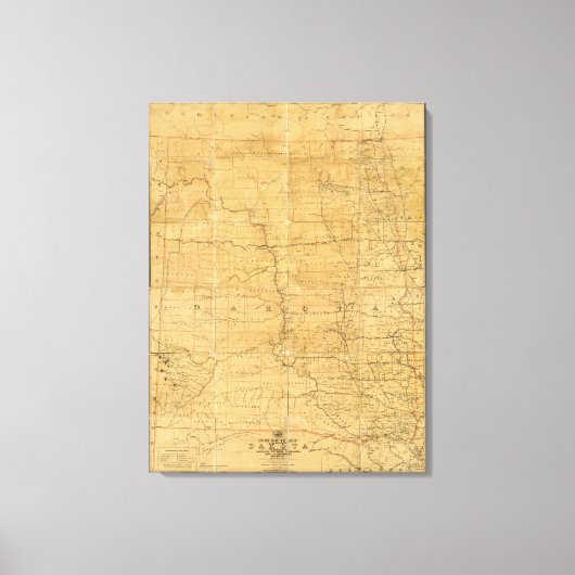 Routekaart van het gebied Dakota na de vlucht Canvas Afdruk (Voorkant)