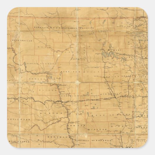 Routekaart van het gebied Dakota na de vlucht Vierkante Sticker (Voorkant)
