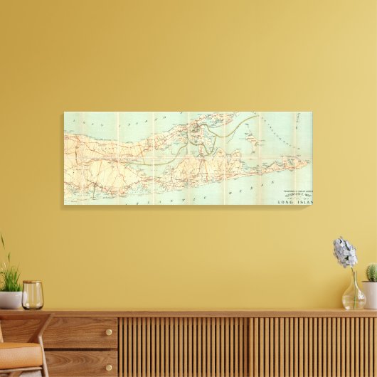  routekaart van Long Island (1905) Canvas Afdruk (Insitu (Woonkamer))