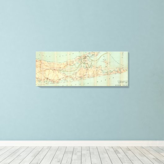  routekaart van Long Island (1905) Canvas Afdruk (Insitu (Houten vloer))