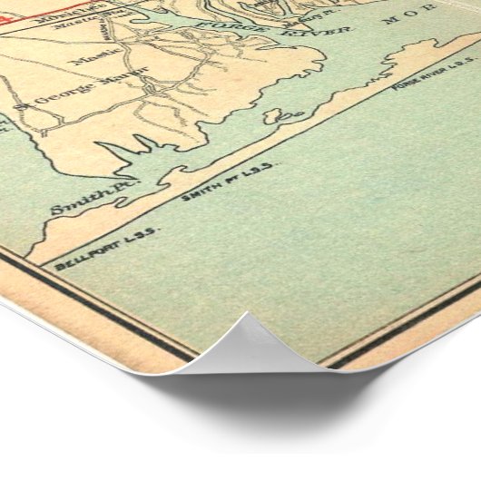  routekaart van Long Island (1905) Poster (Hoek)