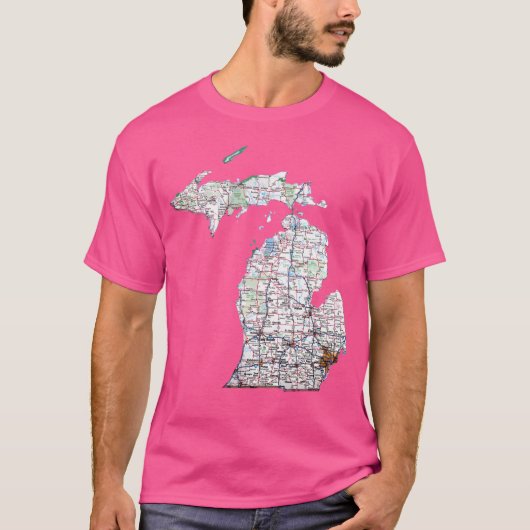 Routekaart van Michigan T-shirt (Voorkant)