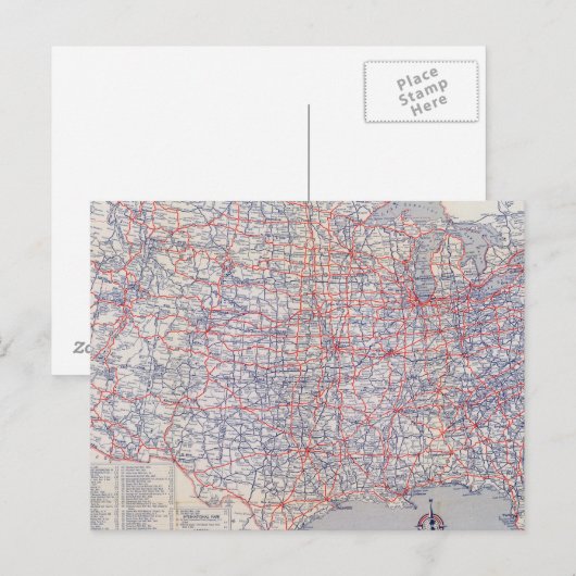 Routekaart Verenigde Staten Briefkaart (Voorkant / Achterkant)