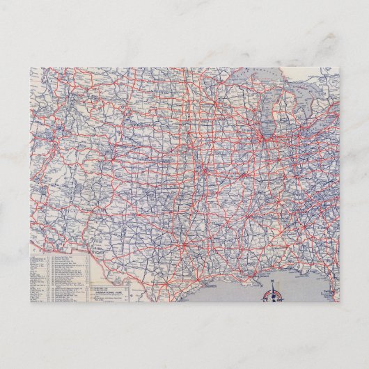 Routekaart Verenigde Staten Briefkaart (Voorkant)