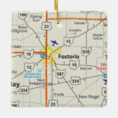 Routekaart voor Fostoria Ohio Keramisch Ornament (Voorkant)