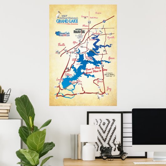 Routekaart voor het Grote Meer van OK - Faun Poster (Thuiskantoor)
