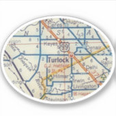  routekaart voor Turlock CA Sticker (Voorkant)