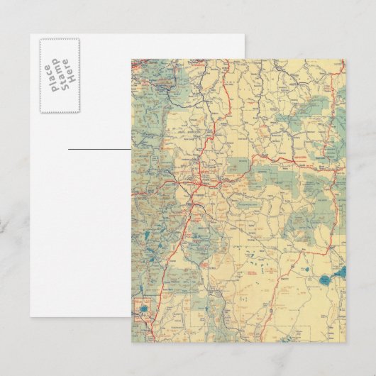 Routekaart voor westerne staten briefkaart (Voorkant / Achterkant)