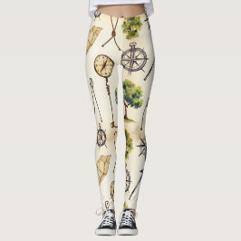 Routekaarten Naadloos patroon Leggings