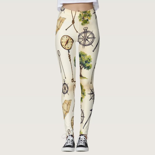 Routekaarten Naadloos patroon Leggings (Voorkant)