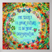 routine citaat Abstracte Bloemen Inspirerend Poster (Voorkant)