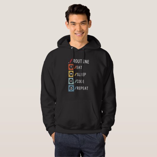 Routine Eten Slapen Code Herhalen Coder Software O Hoodie (Voorkant volledig)