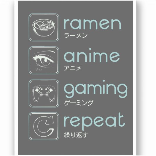 ROUTINE VOOR ANIME EN GAMEN STICKER (Voorkant)