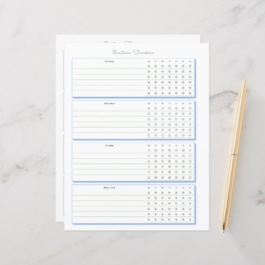 Routinematige Volgpagina voor Wekelijkse Planning (Voorkant / Achterkant in situ)